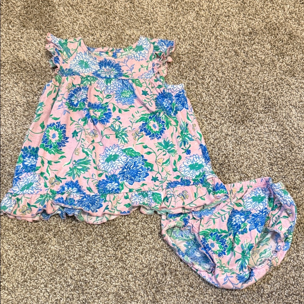 Lilly Pulitzer Pink and Blue Floral Kids Matching Set